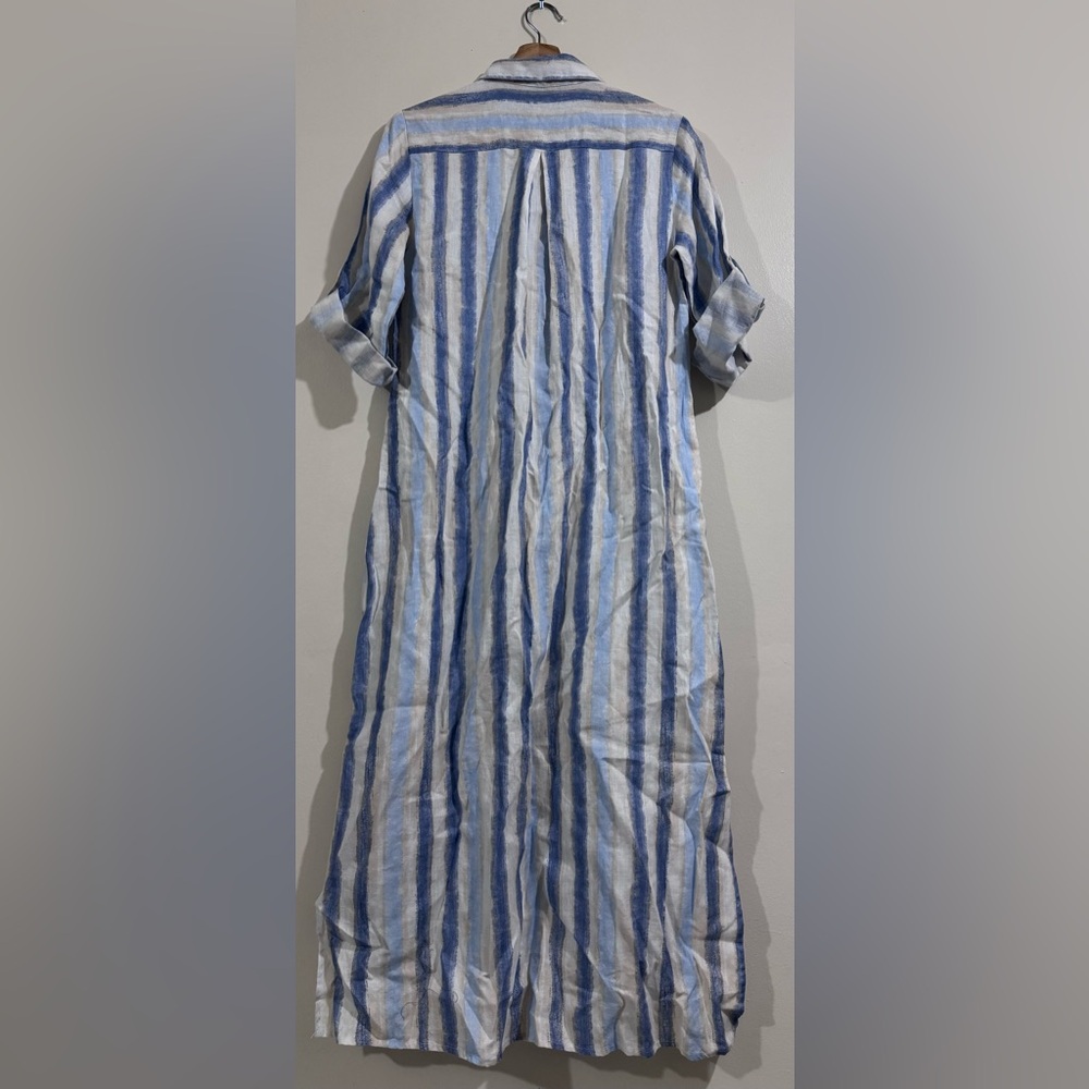 CHARLIE B Blue and White Striped Long Sleeve Dress - Picture 3 of 6